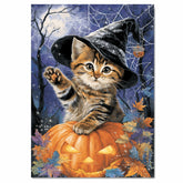 Halloween Halloween Gifts for Home Décor Bengal Cat Wall Art for Spooky Fall Decorations for Indoor Party on Ready to Hang 1.5" Thick Canvas Wrap, Floating Framed Canvas, Flat Rolled Canvas